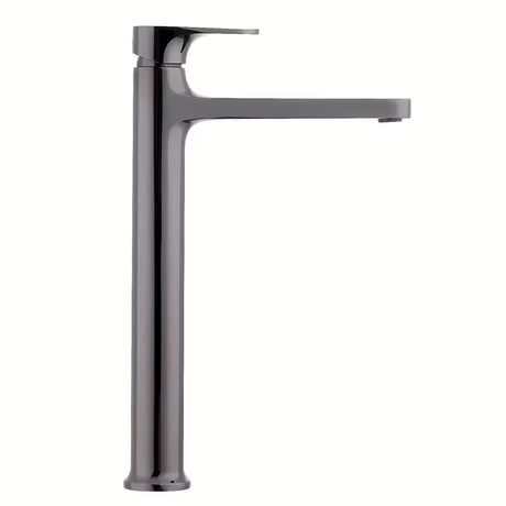 Wysoka bateria umywalkowa SAT Dark w wykończeniu PVD gun metal bez odpływu.