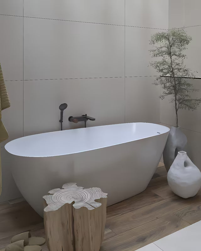 Wanna wolnostojąca  SAT Elysia z lanego marmuru z możliwością montażu w wersji lewej lub prawej, wymiar 1700x700 mm.