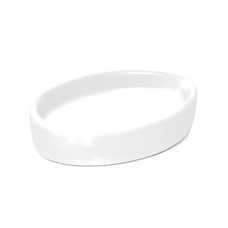 Biała ceramiczna mydelniczka SAT Evolution s o zaokrąglonym designie, wolnostojący  wykonanie.