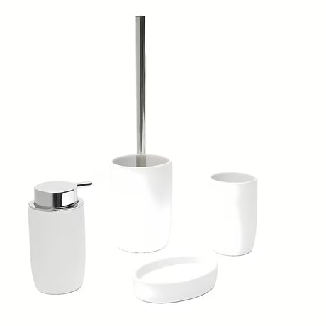 Biała ceramiczna mydelniczka SAT Evolution s o zaokrąglonym designie, wolnostojący  wykonanie.
