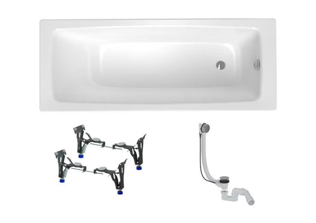 Wanna prostokątna SAT Feel 150x70 cm ze stali emaliowanej z nóżkami i automatem wannowym
