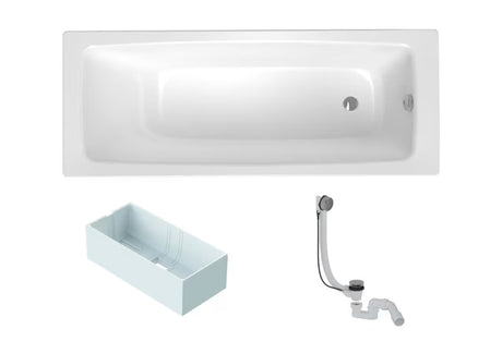 Wanna prostokątna SAT Feel 160 x 70 cm ze stali emaliowanej z nośnikiem styropianowym i automatem wannowym