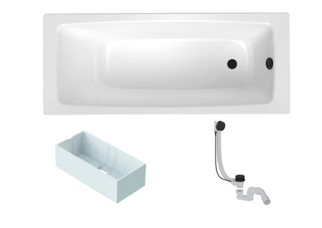 Wanna prostokątna SAT Feel 170 x 70 cm ze stali emaliowanej z nośnikiem styropianowym i automatem wannowym