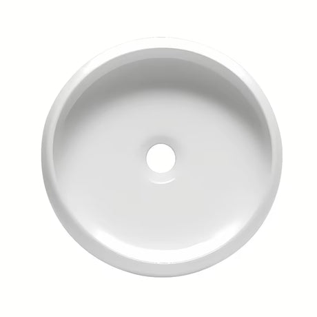 Biała okrągła ceramiczna umywalka nablatowa  SAT Feel o średnicy 36 cm
