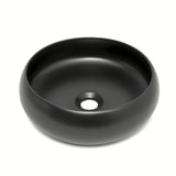 Okrągła ceramiczna umywalka nablatowa  SAT Feel w kolorze czarny mat, średnica 36 cm