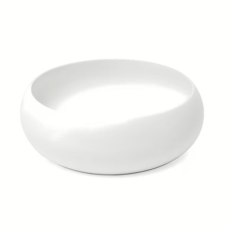 Okrągła ceramiczna umywalka nablatowa  SAT Feel w kolorze biały mat o średnicy 36 cm.