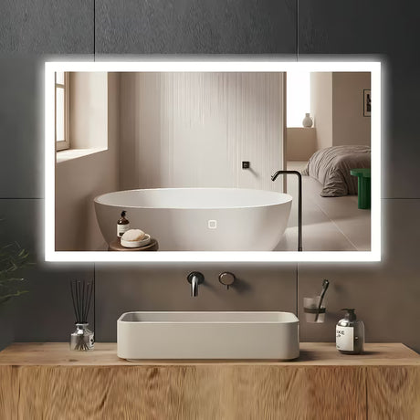 Białe prostokątne LUSTRO led SAT Feel 60x100 cm z sensorem i wyborem trzech barw światła.