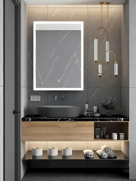 Białe prostokątne lustro SAT Feel 60x80 cm z OŚWIETLENIEM led i sterowaniem sensorowym