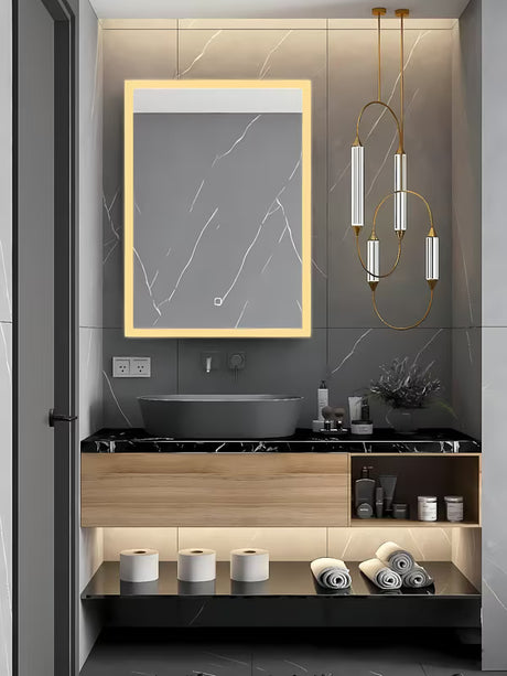 Białe prostokątne lustro SAT Feel 60x80 cm z OŚWIETLENIEM led i sterowaniem sensorowym