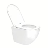 Białe miska WC wisząca SAT Fusion z bezkołnierzowym spłukiwaniem i deską soft Close.