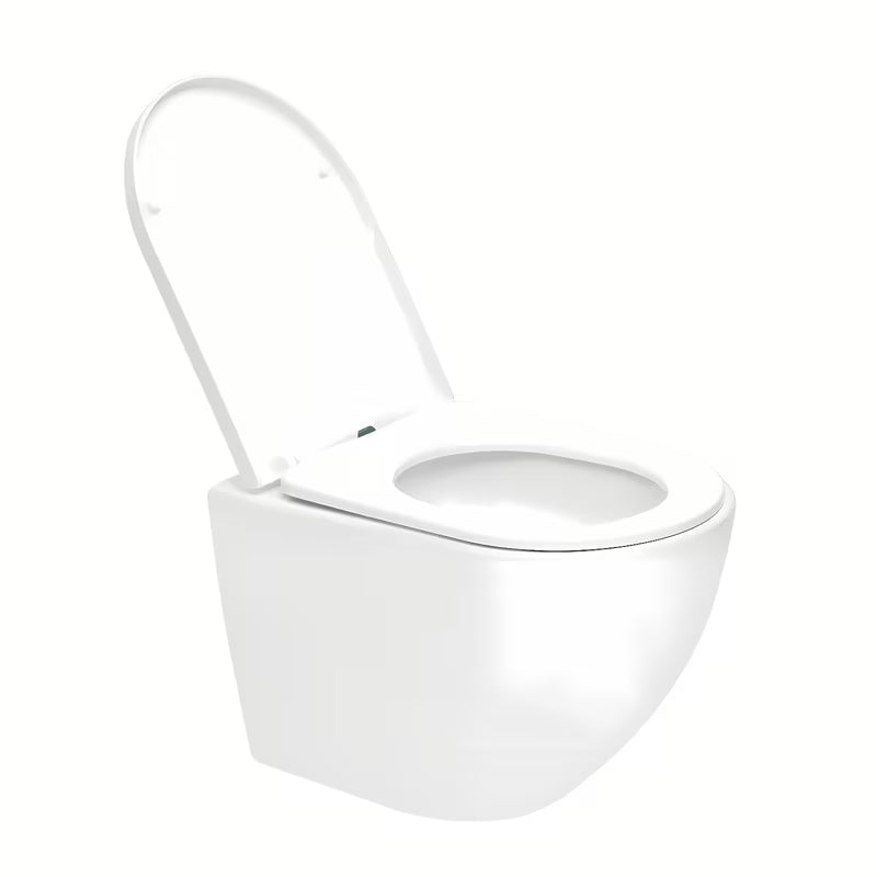 Białe miska WC wisząca SAT Fusion z bezkołnierzowym spłukiwaniem i deską soft Close.