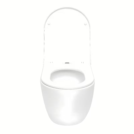 Białe miska WC wisząca SAT Fusion z bezkołnierzowym spłukiwaniem i deską soft Close.