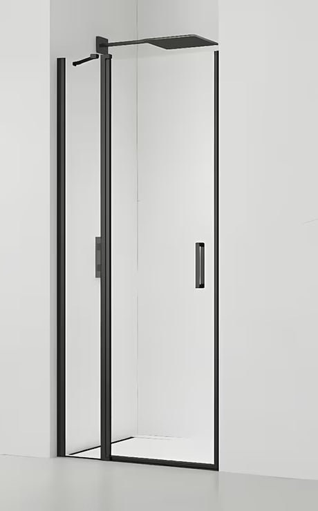 Drzwi prysznicowe wnękowe SAT Fusion 100 cm, czarny mat, szkło przezroczyste, powłoka Easyclean.