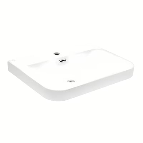Biała ceramiczna umywalka meblowa SAT Fusion 60,5x46,3 cm z centralnym otworem na baterię