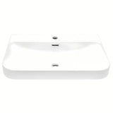 Biała ceramiczna umywalka meblowa SAT Fusion 60,5x46,3 cm z centralnym otworem na baterię