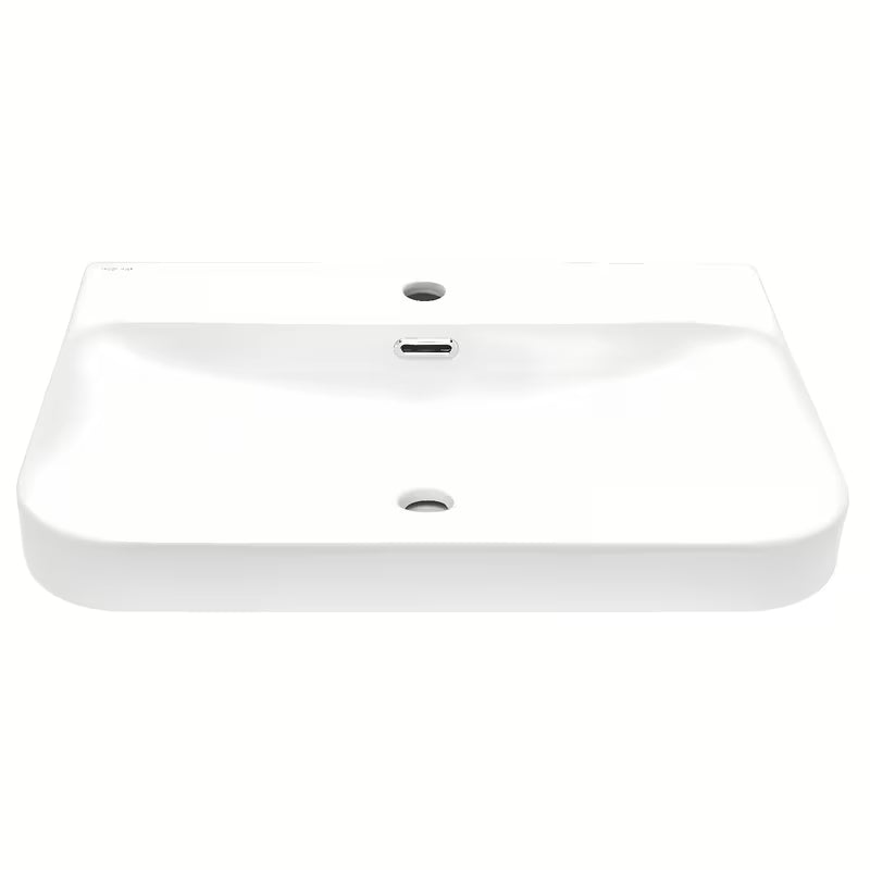 Biała ceramiczna umywalka meblowa SAT Fusion 60,5x46,3 cm z centralnym otworem na baterię