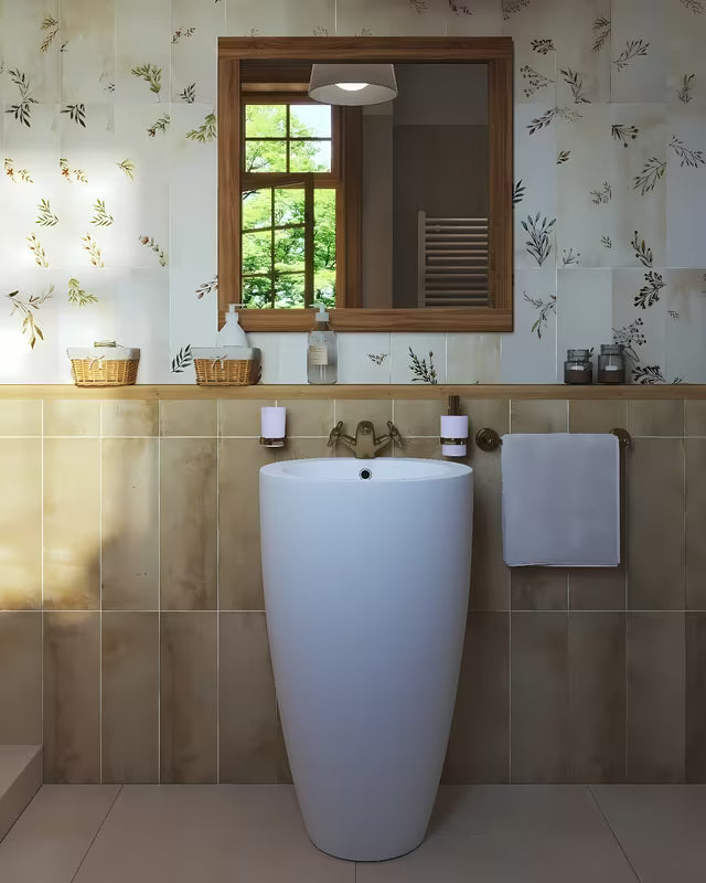 Wolnostojący  umywalka ceramiczna SAT Fusion w kolorze białym o średnicy 50 cm
