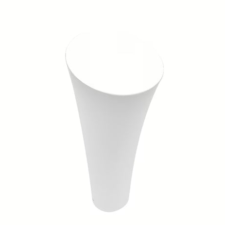 Wolnostojący  umywalka ceramiczna SAT Fusion w kolorze białym o średnicy 42,5 cm i wysokości 95 cm.