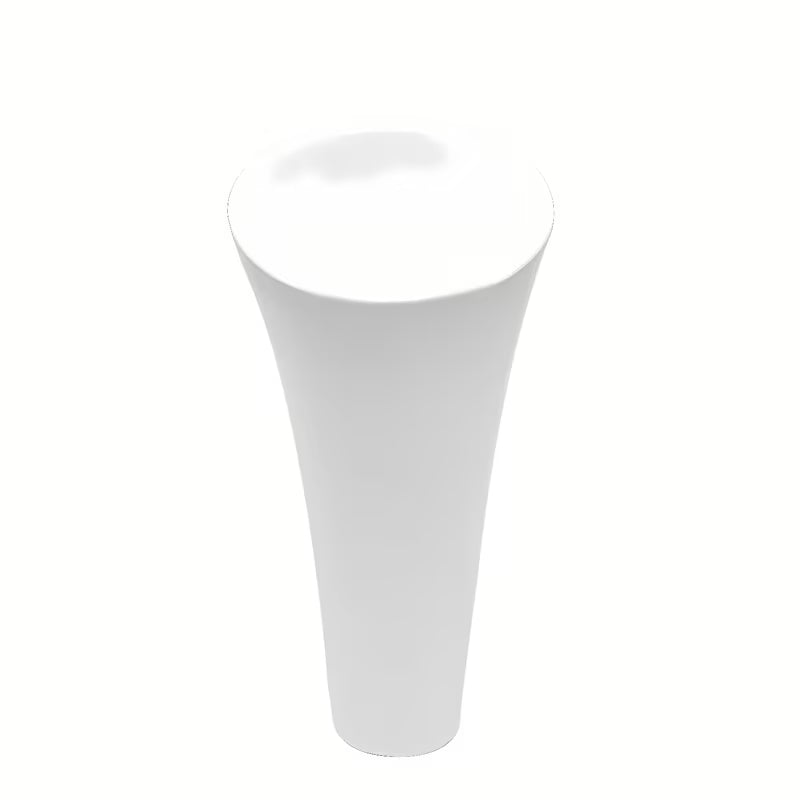 Wolnostojący  umywalka ceramiczna SAT Fusion w kolorze białym o średnicy 42,5 cm i wysokości 95 cm.
