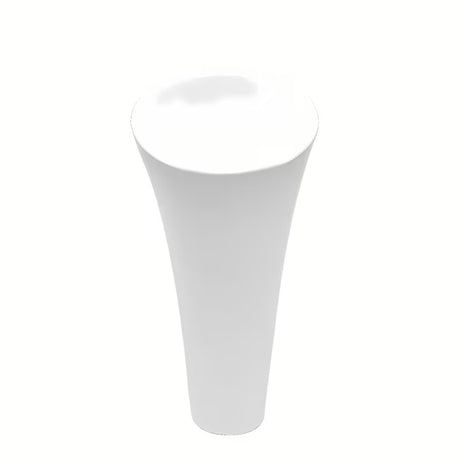 Wolnostojący  umywalka ceramiczna SAT Fusion w kolorze białym o średnicy 42,5 cm i wysokości 95 cm.