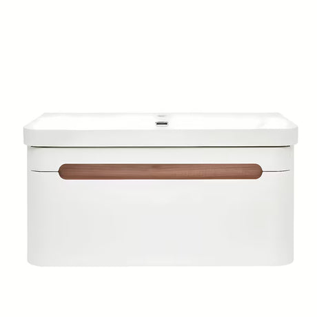 Wisząca szafka łazienkowa SAT Fusion z umywalką ceramiczną w matowej bieli