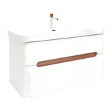 Wisząca szafka z umywalką SAT Fusion w kolorze białym matowym, z dwiema szufladami