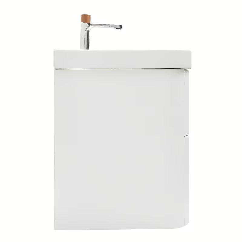 Wisząca szafka łazienkowa SAT Fusion z ceramiczną umywalką w kolorze białym matowym