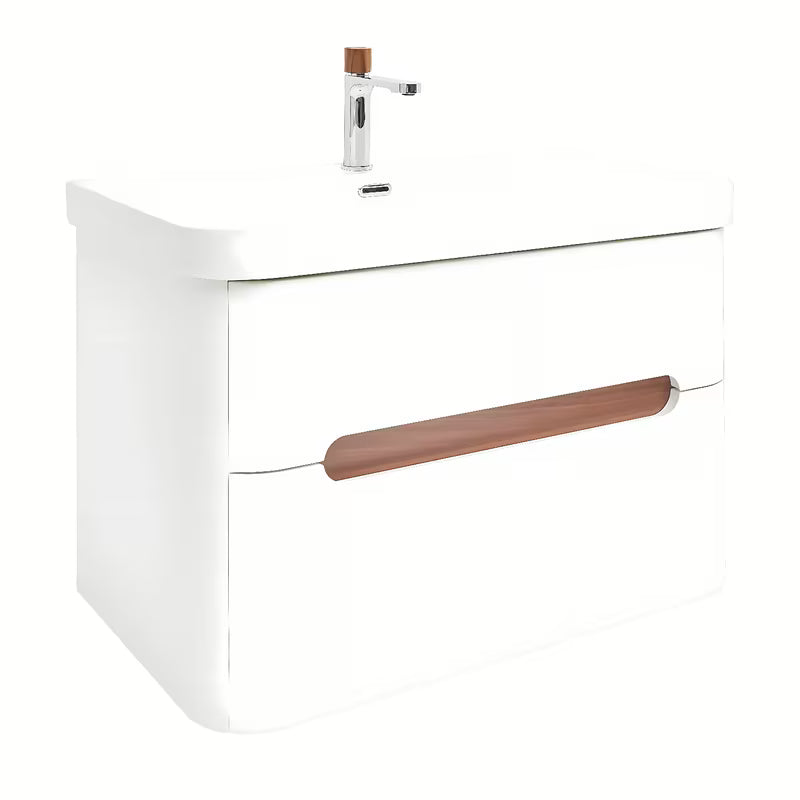 Wisząca szafka łazienkowa SAT Fusion z ceramiczną umywalką w białym macie
