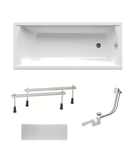 Biała prostokątna wanna akrylowa SAT Fusion 150x70 cm z uniwersalną orientacją lewą i prawą.