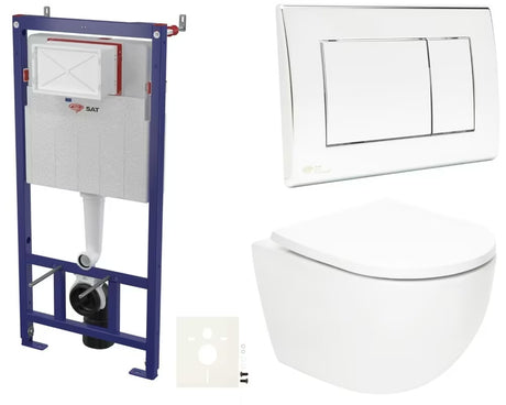 Zestaw WC podtynkowy SAT Fusion z technologią spłukiwania wirowego, spłuczką, przyciskiem spłukującym i deską MISKA wc