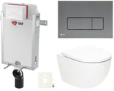 Zestaw WC podtynkowy SAT Fusion ze spłukiwaniem wirowym i przyciskiem spłukującym w kolorze gun metal mat