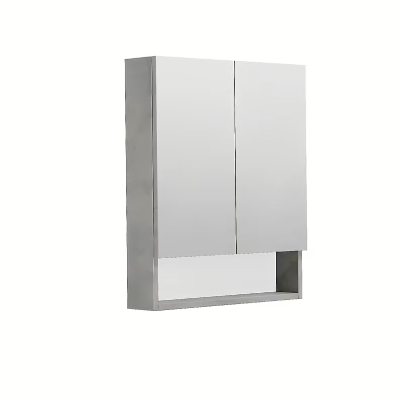 Wisząca szafka lustrzana SAT Cube Way 60x72x14 cm w dekorze betonu z półkami