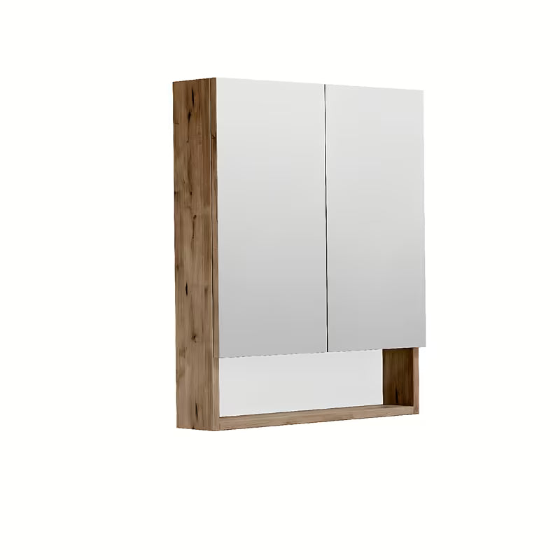 Wisząca szafka lustrzana SAT Cube Way 60x72x14 cm w dekorze dębu wellington z lustrem i półkami