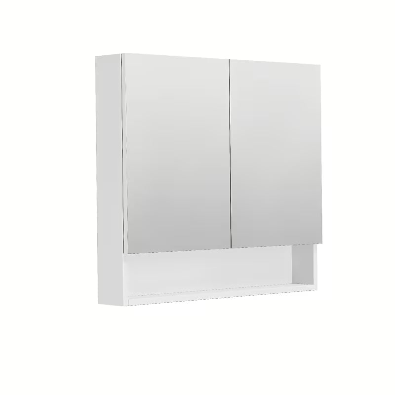 Szafka lustrzana SAT 80x14x72 cm w białym połysku z dolną otwartą półką