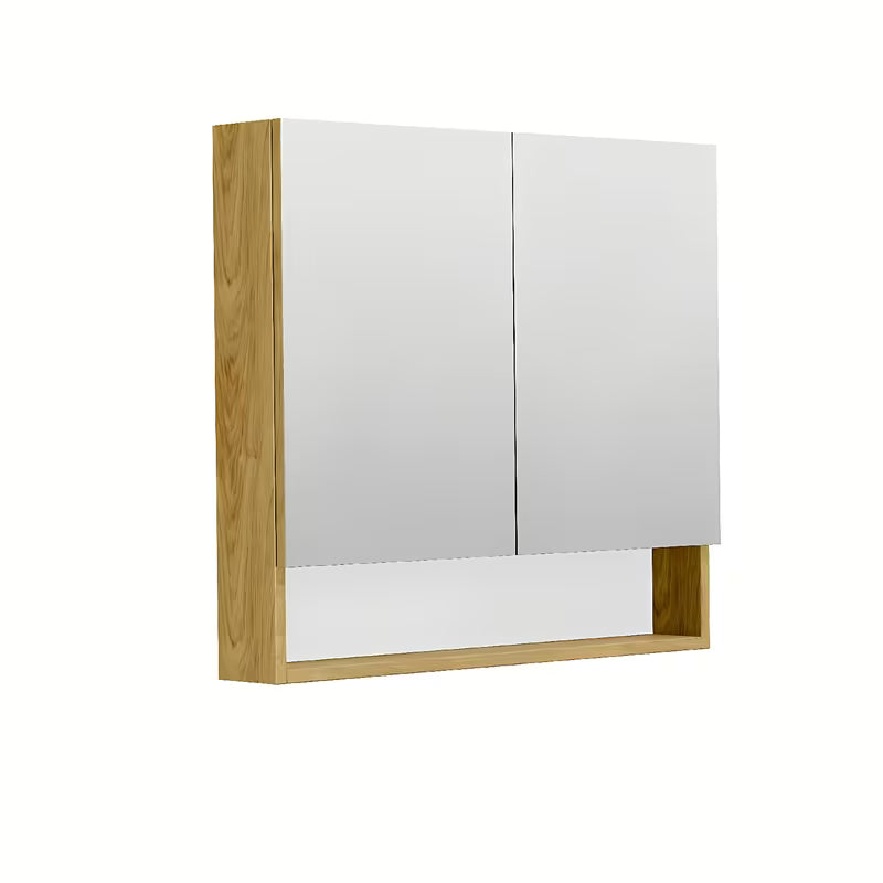 Szafka lustrzana SAT Cubeway 80x72x14 cm w dekorze dębu hickory z dwiema półkami