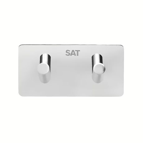 Samoprzylepny wieszak 2 hakowy SAT Chrome w chromowanym wykończeniu z polerowanej stali nierdzewnej