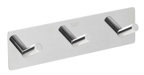 Samoprzylepny wieszak z 3 haczykami SAT Chrome w błyszczącym wykończeniu ze stali nierdzewnej na ścianę