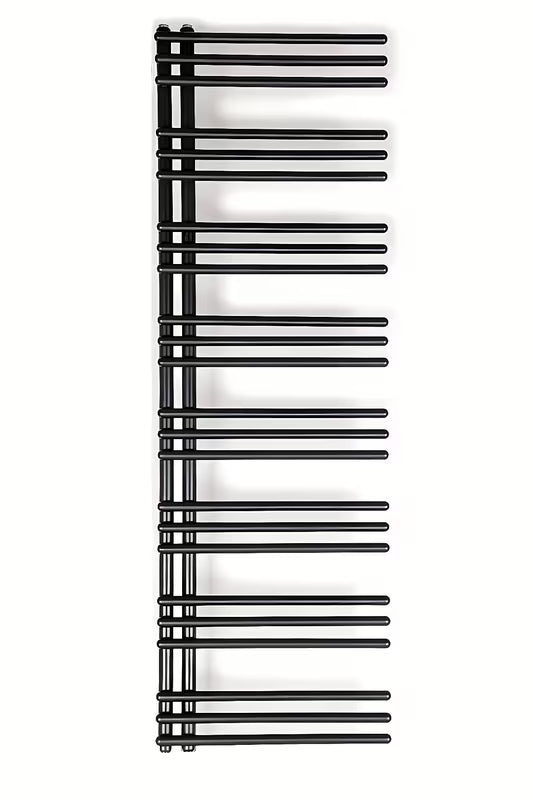 Kombinowany grzejnik łazienkowy SAT Hto 154x50 cm w kolorze czarny mat z podłączeniem środkowym