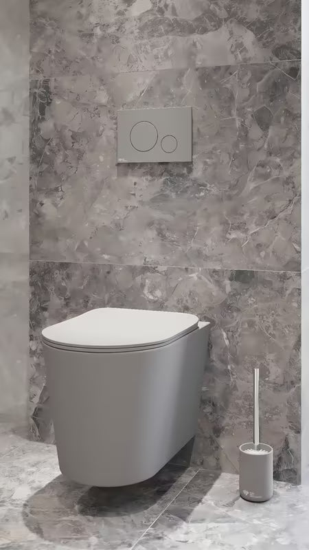 Wolnostojący  SZCZOTKA do Wc SAT Infinitio w szaro-matowym wykończeniu, z gumowanej ceramiki.