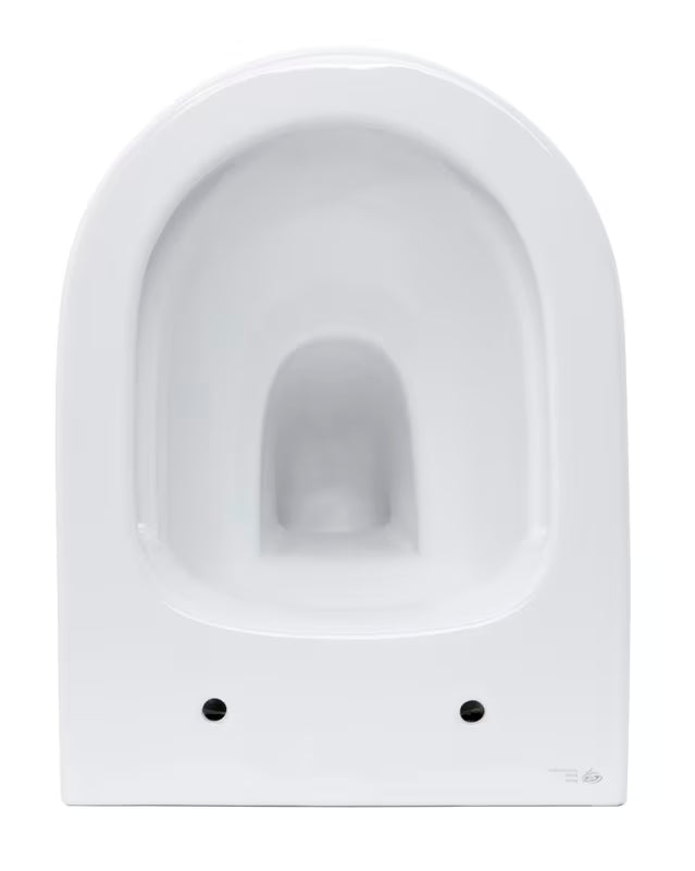 Białe miska WC wisząca SAT Infinitio z ukrytym mocowaniem i deską soft Close.