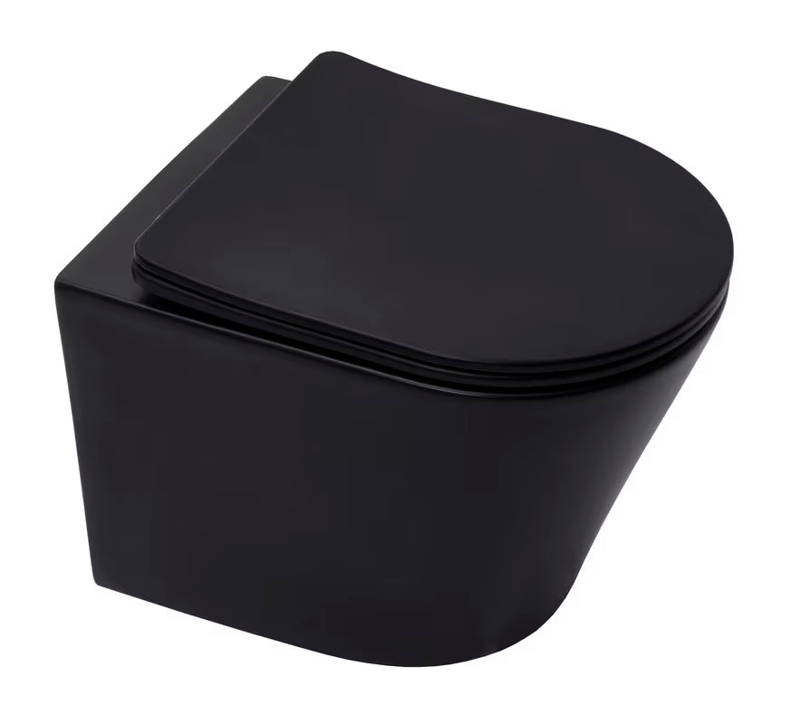 Miska WC Wisząca SAT Infinitio w czarnym macie z deską soft Close i z ukrytym mocowaniem