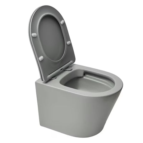 Miska WC Wisząca SAT Infinitio w szarym macie, z ukrytym mocowaniem i deską soft Close.