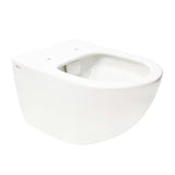 Białe miska WC wisząca SAT Infinitio z bezkołnierzowym spłukiwaniem Rim-Ex i deską ze soft Close.