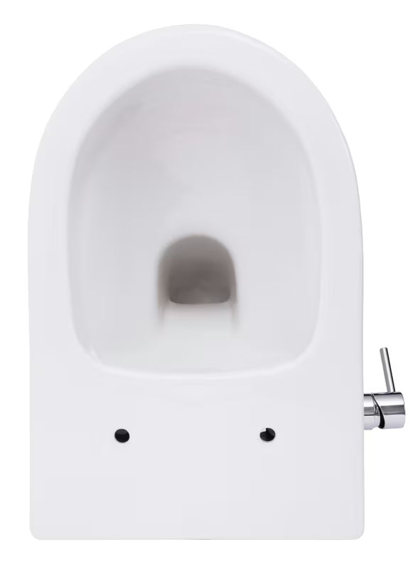 Białe miska WC wisząca SAT Infinitio ze zintegrowaną funkcją bidetu, sterowaniem bocznym i deską soft Close.