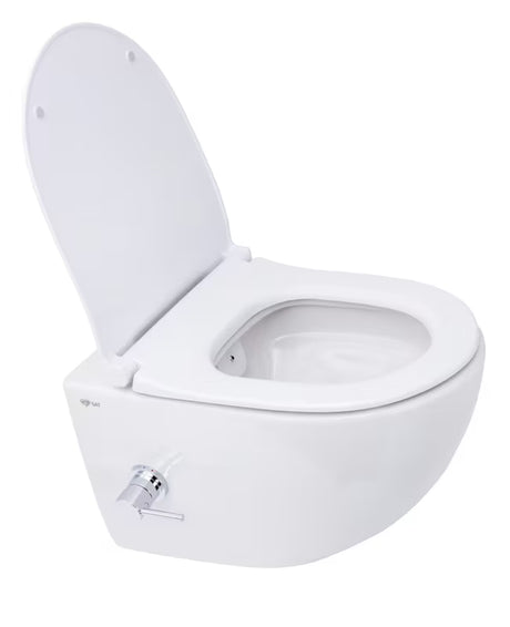 Miska WC Wisząca SAT Infinitio ze zintegrowanym bidetem, bezkołnierzowym Rim-Ex i deską soft Close w kolorze białym