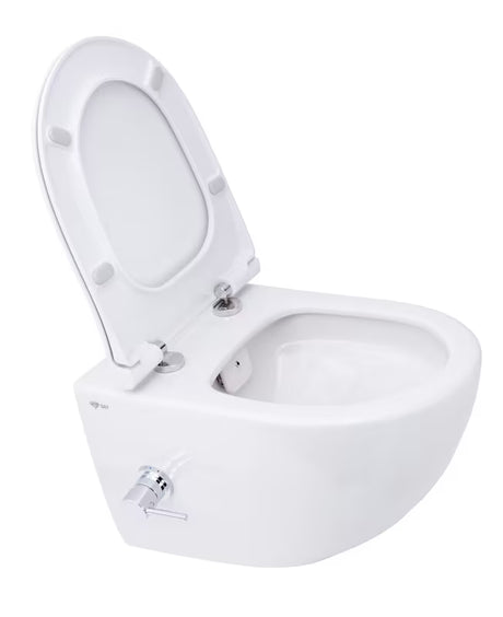 Miska WC Wisząca SAT Infinitio ze zintegrowanym bidetem, bezkołnierzowym Rim-Ex i deską soft Close w kolorze białym