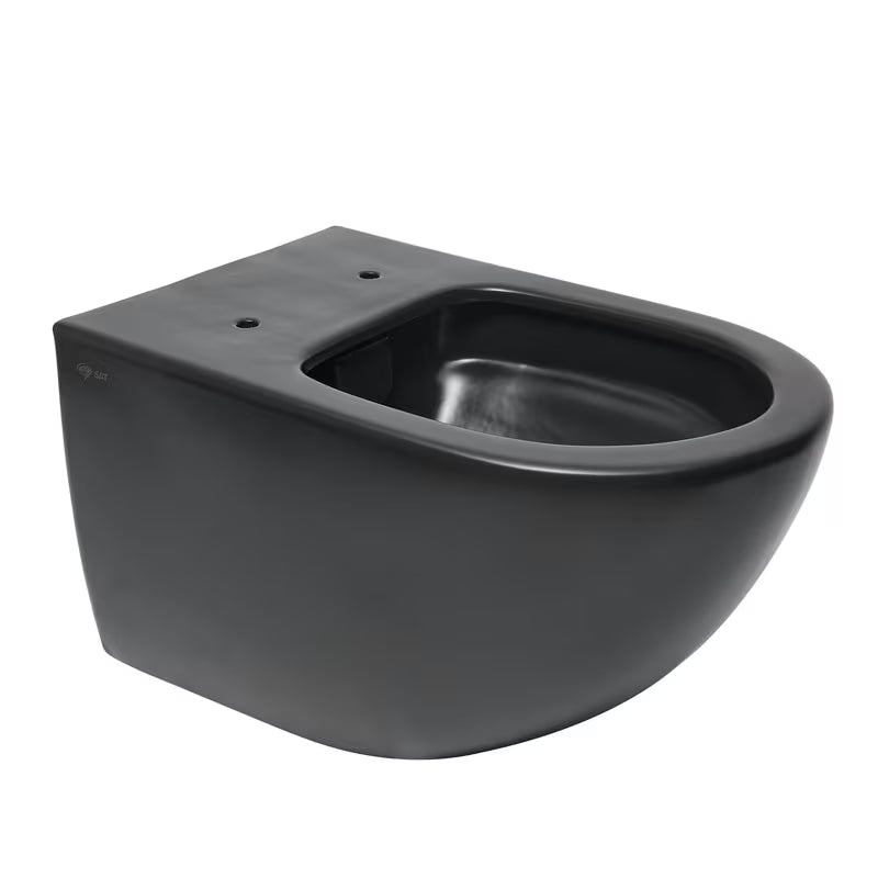 Miska WC Wisząca SAT Infinitio w matowej czerni, z bezkołnierzowym spłukiwaniem Rim-Ex i deską soft Close