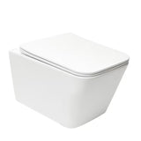 Białe miska WC wisząca SAT Infinitio w prostokątnym kształcie z deską soft Close i z ukrytym mocowaniem