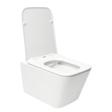 Białe miska WC wisząca SAT Infinitio w prostokątnym kształcie z deską soft Close i z ukrytym mocowaniem