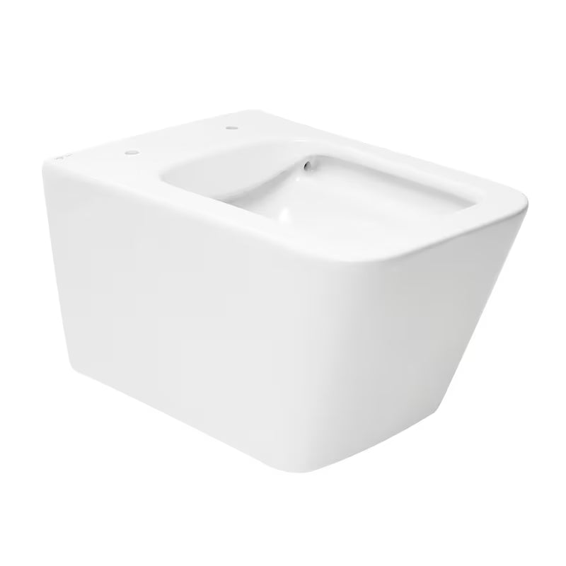 Białe miska WC wisząca SAT Infinitio w prostokątnym kształcie z deską soft Close i z ukrytym mocowaniem